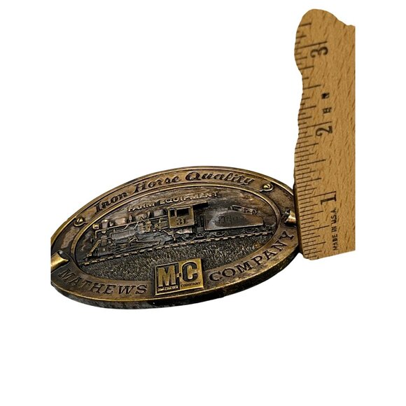 Vtg Belt Buckle Mathews Co. Iron Horse Steam Train 31 Quality Limited Edition - Picture 14 of 16